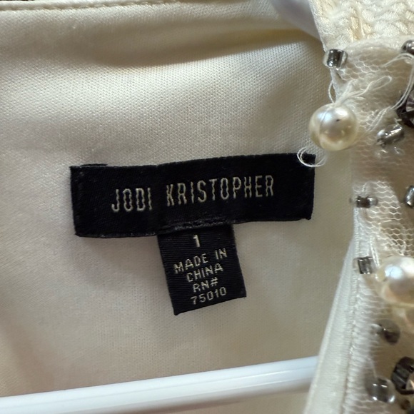 Jodi Kristopher Cream Dress with Beaded Accents - Picture 3 of 3